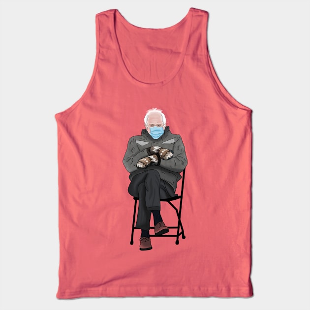 Bernie Sanders Sitting on a Chair Wearing Mittens Meme Tank Top by Barnyardy